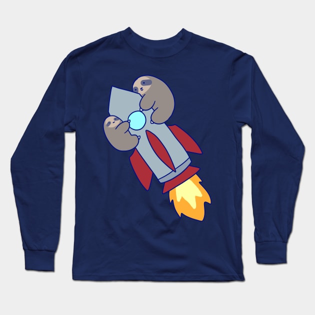 Rocket Ship Sloths Long Sleeve T-Shirt by saradaboru